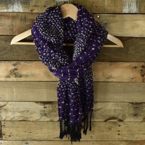 Purple and Cream Stretchy Scarf